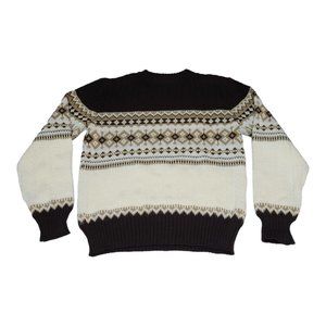 Vintage CSM Coliu St. Marx Men's Ski Sweater Sz M Brown White Fair Isle